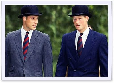 Prince William and Prince Harry in bowler hats